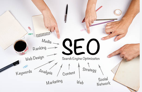 A visual representation of SEO services, highlighting search engine optimization techniques and tools. 