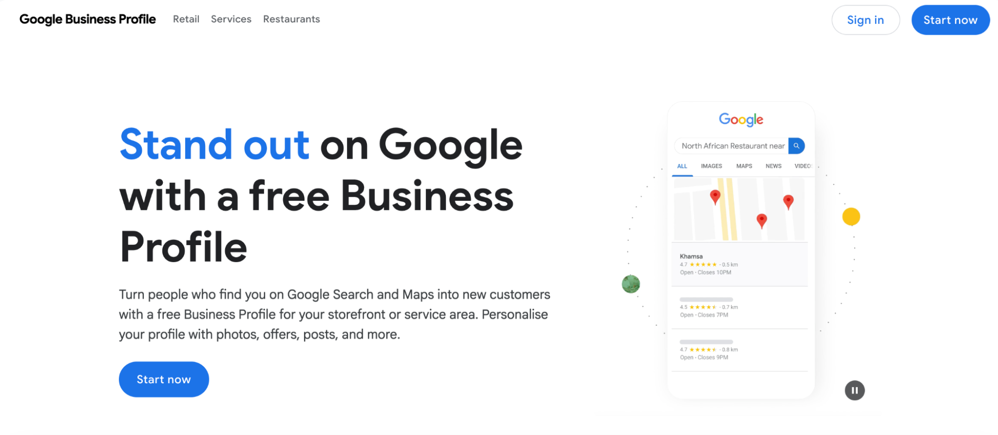 A screenshot of Google Business Profile dashboard.