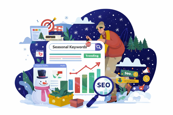An illustration of seasonal keywords in SEO.