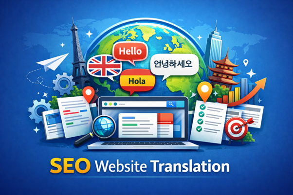 An image showing SEO website translation concept.