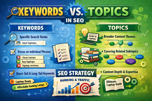 Keywords vs. topics in SEO comparison