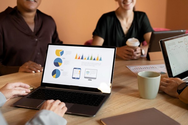 Landing page design best practices shown through analytics charts.