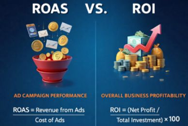  An image showing the difference between ROAS and ROI
