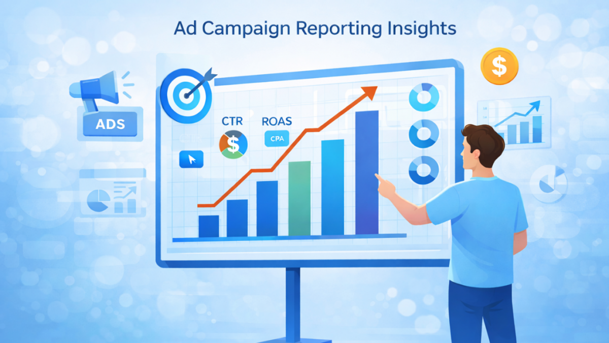 An illustration of reporting on ad campaign results.