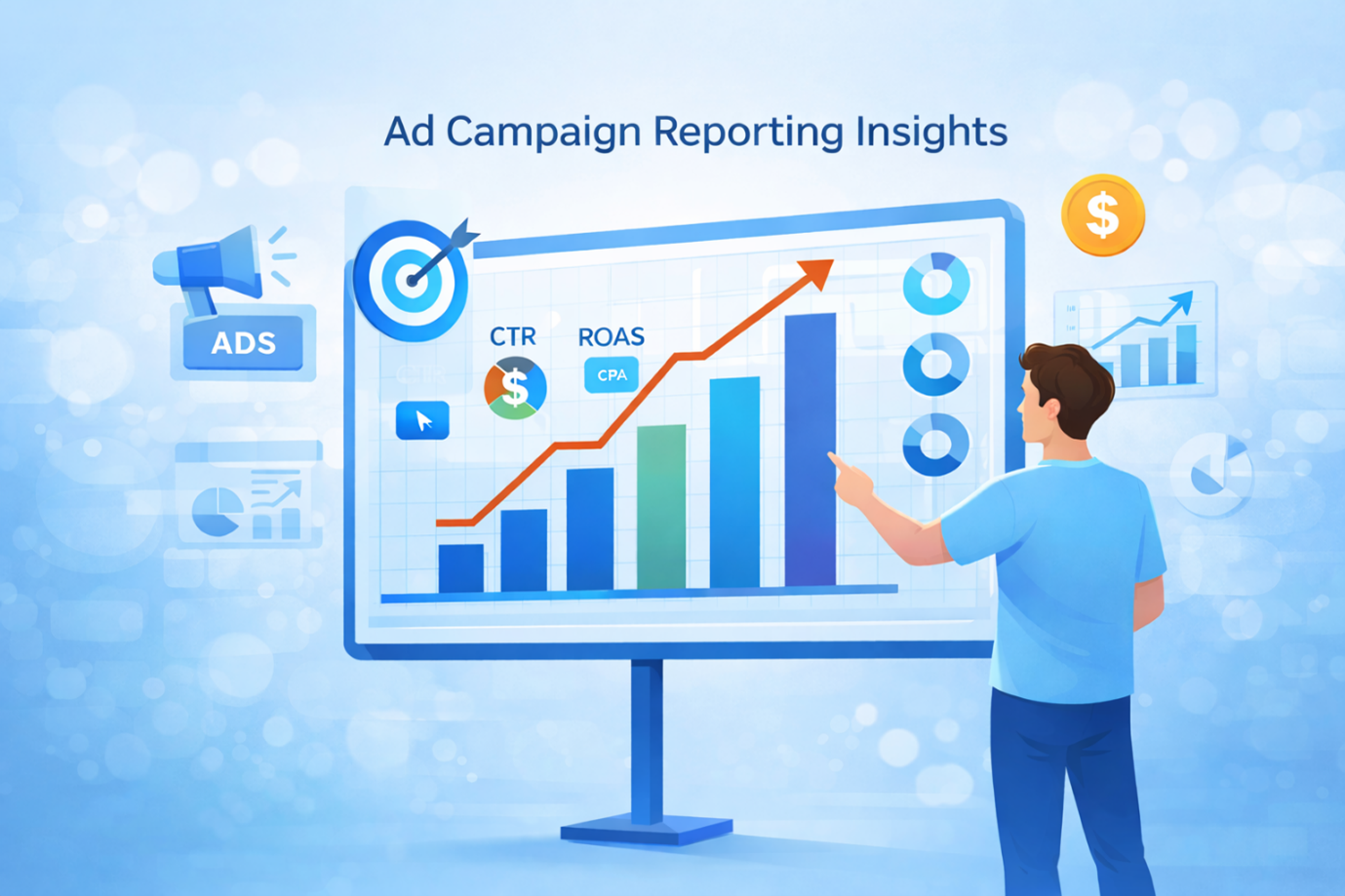 An illustration of reporting on ad campaign results.
