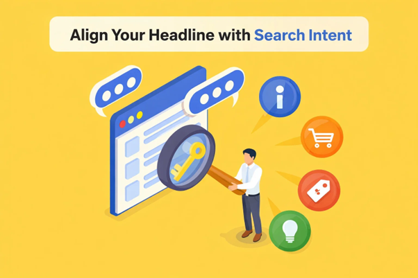: Illustration of matching headline text to search intent for SEO
