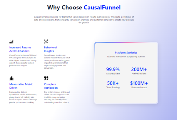 CausalFunnel features highlighted with different statistics
