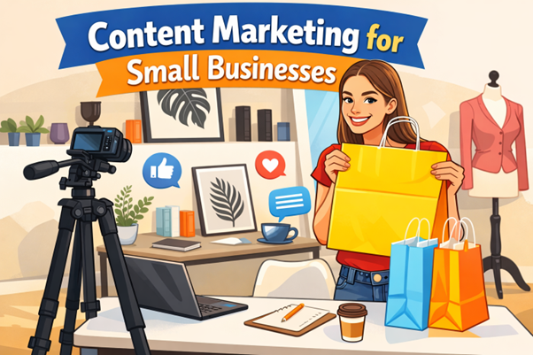 An illustration of content marketing for small businesses.