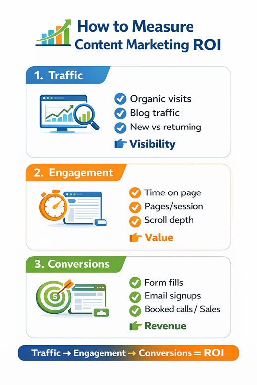 Infographic on measuring content marketing ROI.
