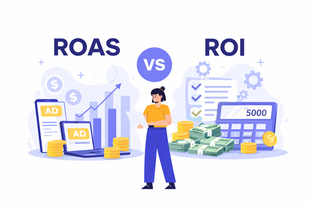 Illustration of ROAS vs ROI.