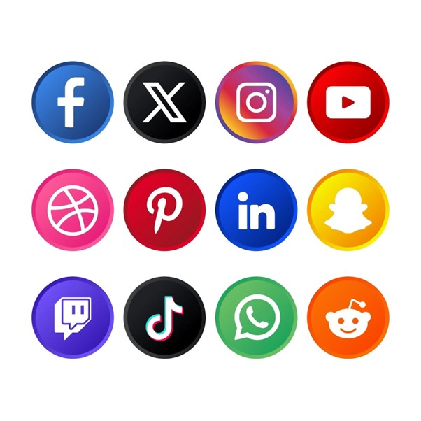 Set of different social media icons