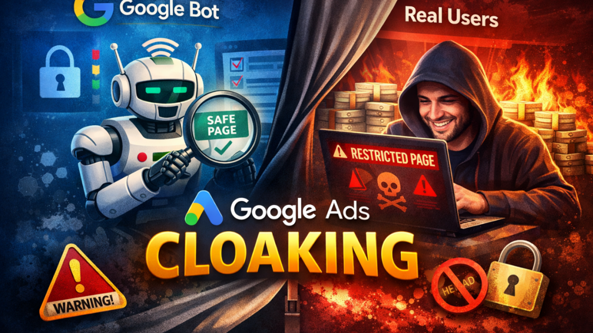 An image showing Google Ads cloaking warning.