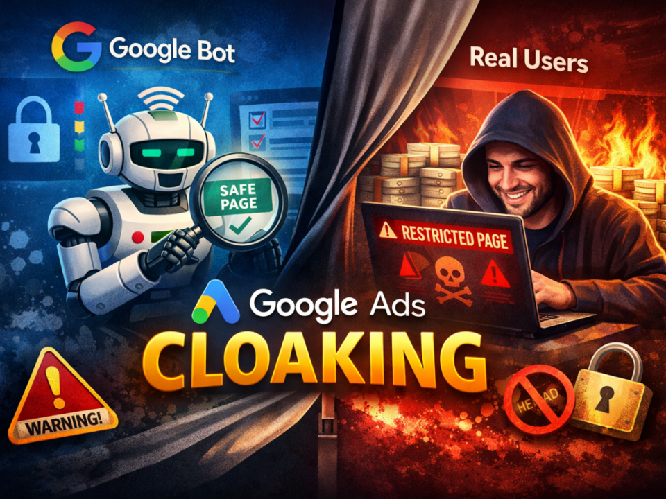 An image showing Google Ads cloaking warning.