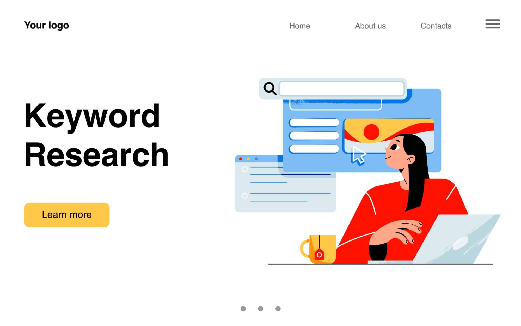 Shopify product & collection SEO keyword research illustration.
