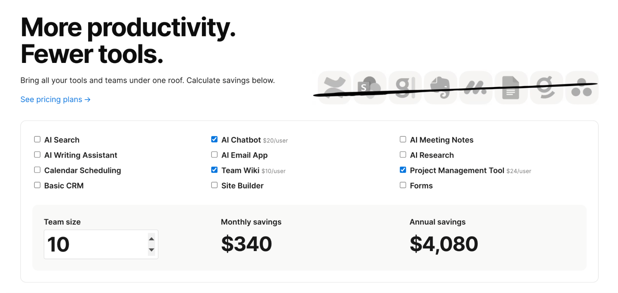 A screenshot of Notion’s dashboard showing how you can improve your productivity with fewer tools