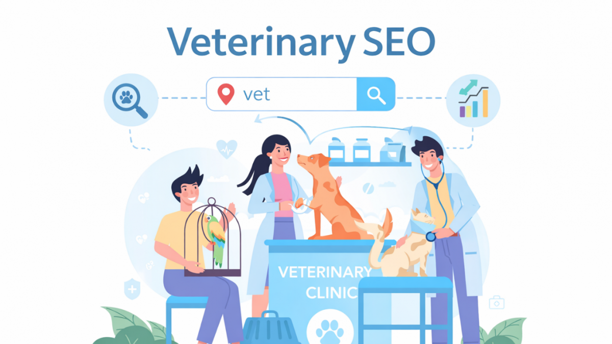 An illustration of a veterinarian SEO