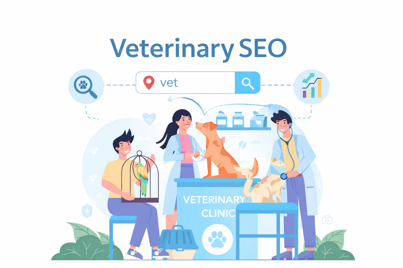 An illustration of a veterinarian SEO