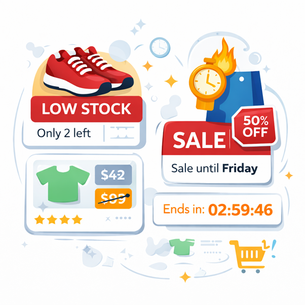 Urgency and scarcity ecommerce illustration.