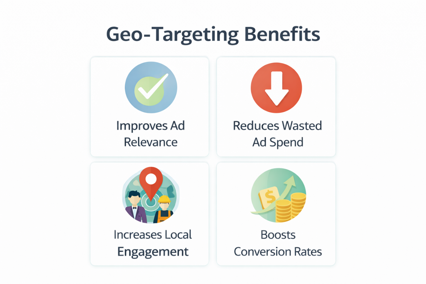 Visual explaining geo-targeting in digital marketing with a focus on location-based targeting.
