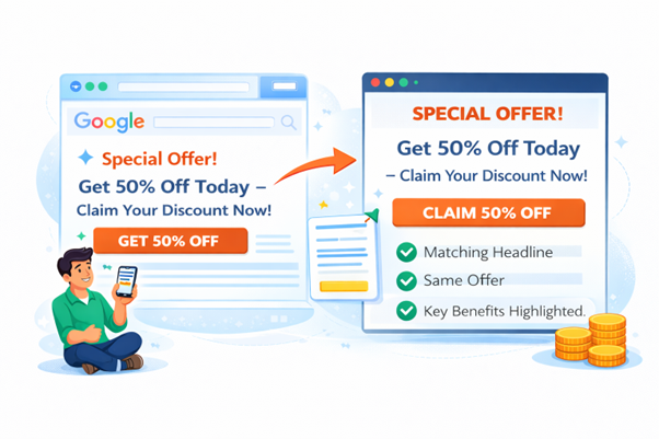 Sample of a matching landing page with Ad.