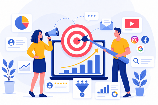 Illustration of target-based marketing strategy.