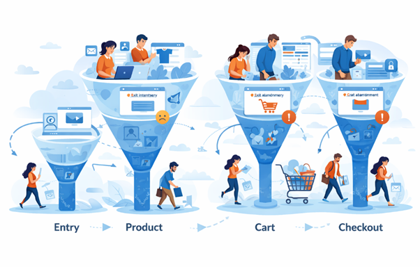 An image showing how to use both site and cart abandonment surveys