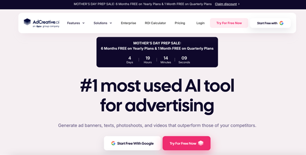 AdCreative.ai platform for generating AI advertising creatives and banners