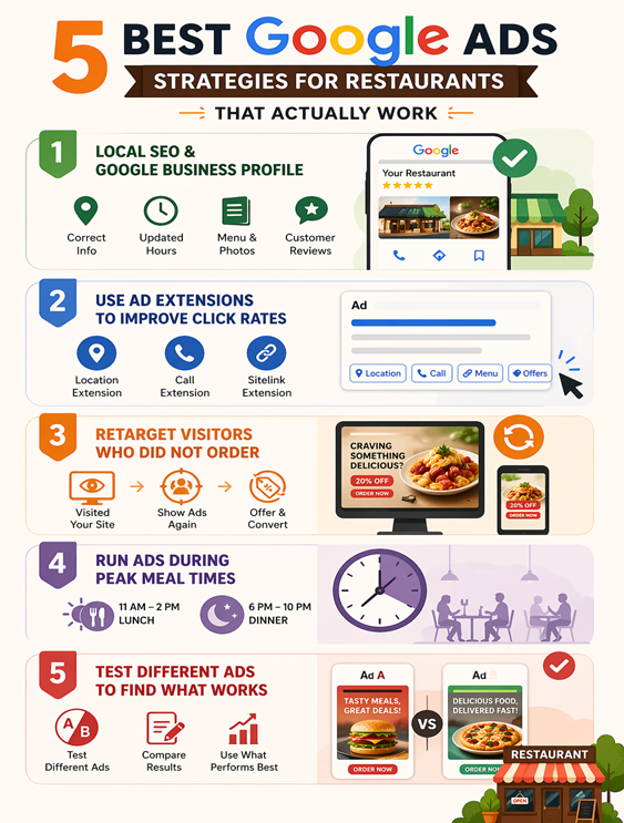 Google Ads strategy tips for restaurants.