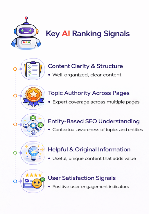 AI-driven search results and SEO ranking factors visualization with data and analytics