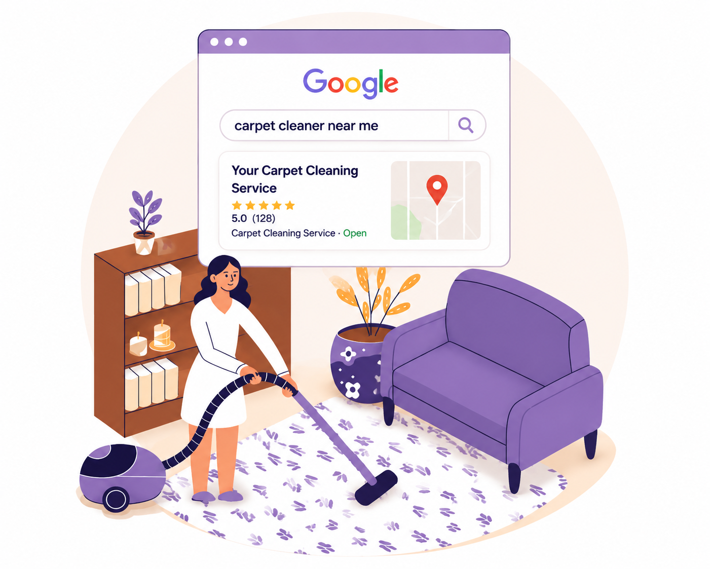 An illustration for SEO for carpet cleaners.