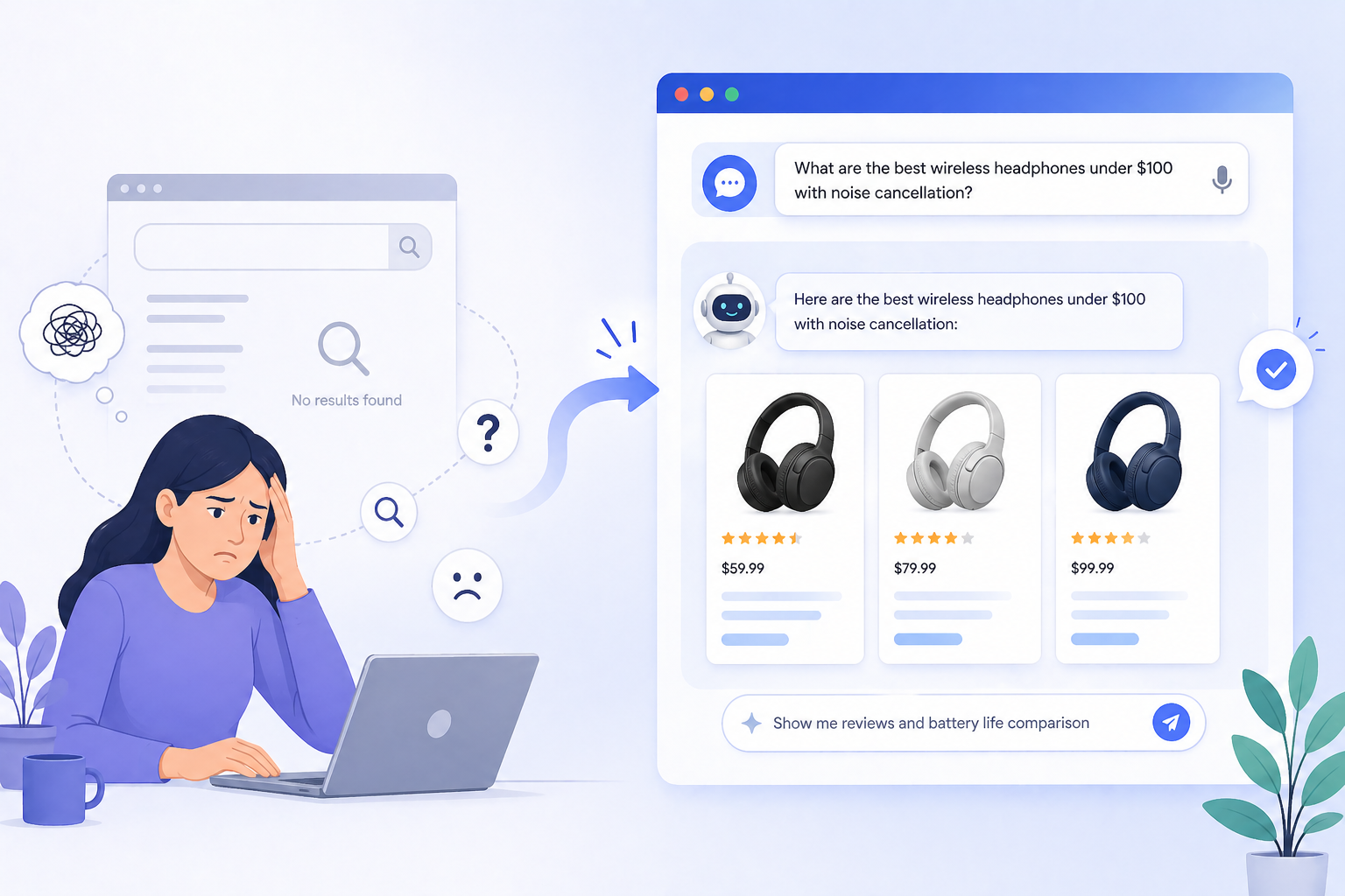 AI conversational search solving poor website search results with product recommendations