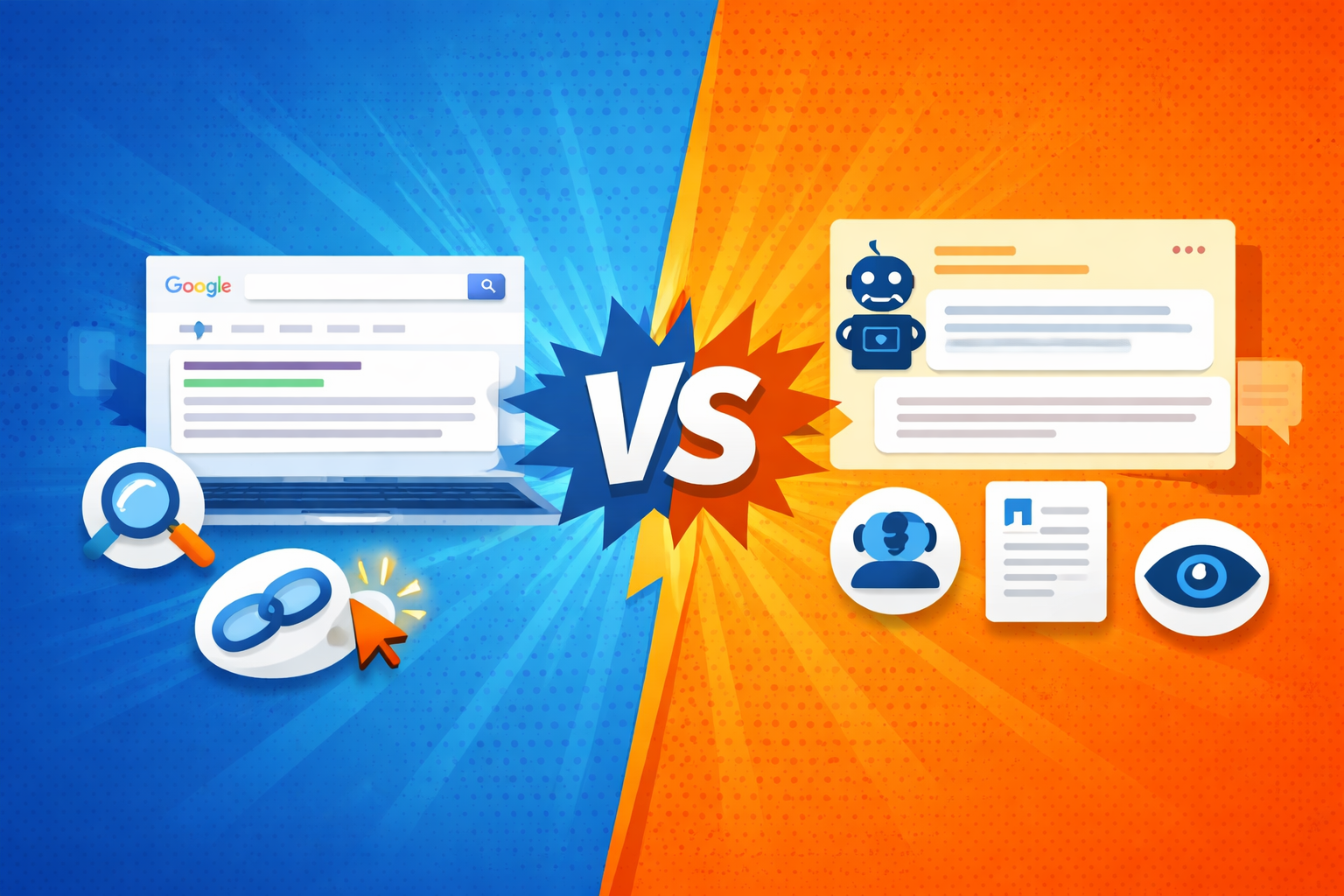 An image showing the SEO vs. GEO concept.