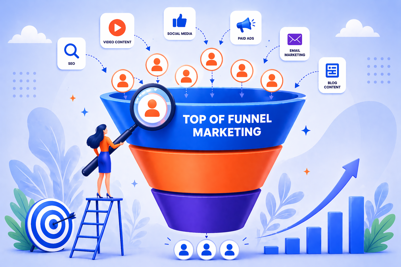 An illustration of top of funnel marketing.