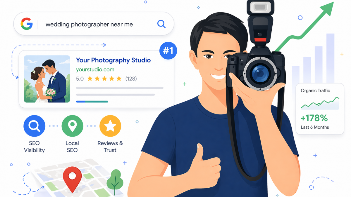 An illustration of SEO for photographers.