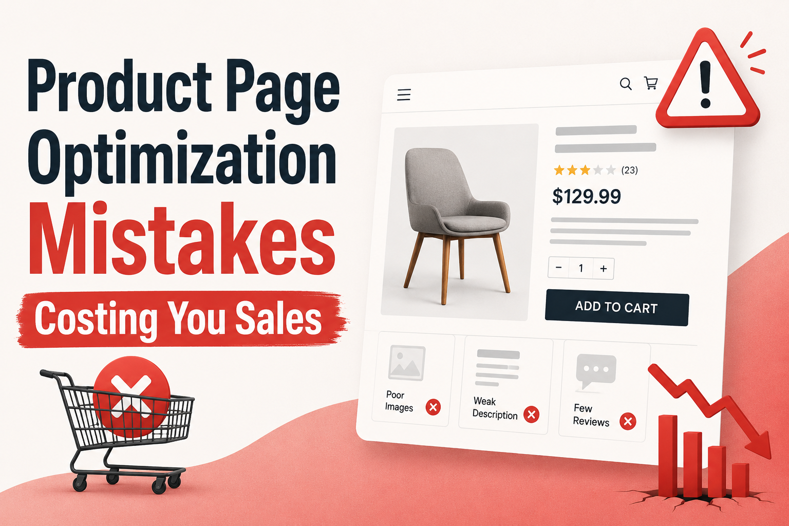 Product page optimization mistakes that can reduce conversions and sales.