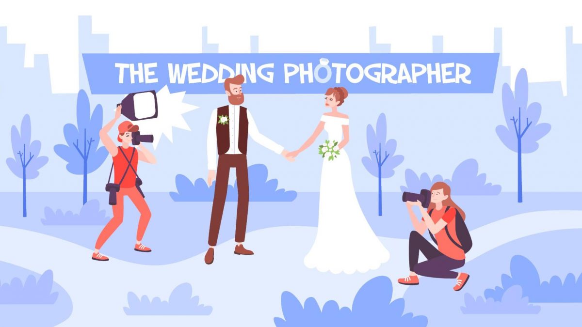 Wedding photographer illustration for SEO guide for wedding photographers.