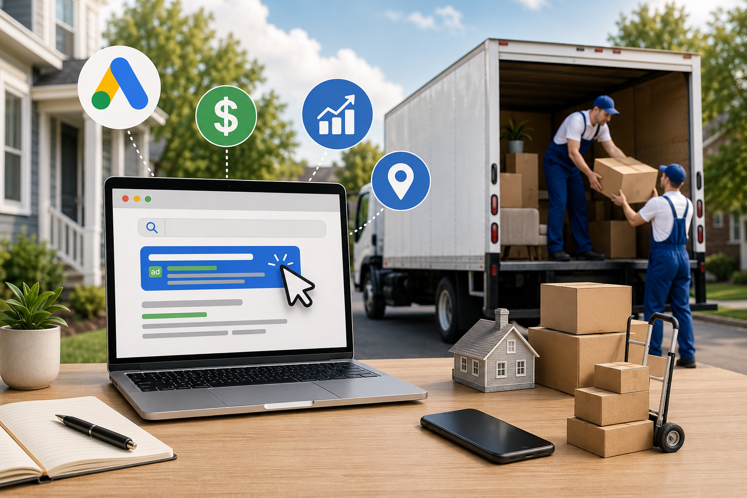 Moving company using PPC advertising to generate qualified online leads.